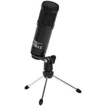 LORGAR Soner 313, Gaming Microphone, USB condenser microphone with Volume Knob & Echo Knob, Frequency Response: 80 Hz—17 kHz, including 1x Microphone, 1 x 2.5M USB Cable, 1 x Tripod Stand, dimensions: Ø47.4*158.2*48.1mm, weight: 243.0g, Black