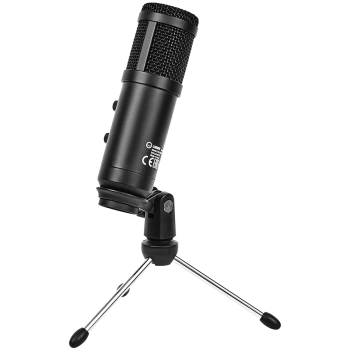LORGAR Soner 313, Gaming Microphone, USB condenser microphone with Volume Knob & Echo Knob, Frequency Response: 80 Hz—17 kHz, including 1x Microphone, 1 x 2.5M USB Cable, 1 x Tripod Stand, dimensions: Ø47.4*158.2*48.1mm, weight: 243.0g, Black