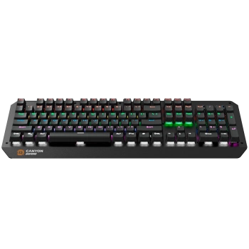 CANYON Wired multimedia gaming keyboard with lighting effect, 108pcs rainbow LED, Numbers 104keys, EN double injection layout, cable length 1.8M