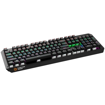 CANYON Wired multimedia gaming keyboard with lighting effect, 108pcs rainbow LED, Numbers 104keys, EN double injection layout, cable length 1.8M