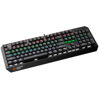 CANYON Wired multimedia gaming keyboard with lighting effect, 108pcs rainbow LED, Numbers 104keys, EN double injection layout, cable length 1.8M