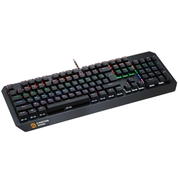 CANYON Wired multimedia gaming keyboard with lighting effect, 108pcs rainbow LED, Numbers 104keys, EN double injection layout, cable length 1.8M