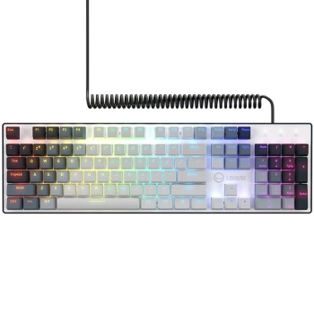 LORGAR Azar 514, Wired mechanical gaming keyboard, RGB backlight, 1680000 colour variations, 18 modes, keys number: 104, 50M clicks, linear dream switches, spring cable up to 3.4m, ABS plastic+metal, magnetic cover, 450*136*39mm, 1.17kg, white, EN layout