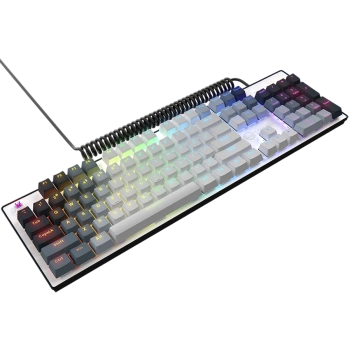 LORGAR Azar 514, Wired mechanical gaming keyboard, RGB backlight, 1680000 colour variations, 18 modes, keys number: 104, 50M clicks, linear dream switches, spring cable up to 3.4m, ABS plastic+metal, magnetic cover, 450*136*39mm, 1.17kg, white, EN layout
