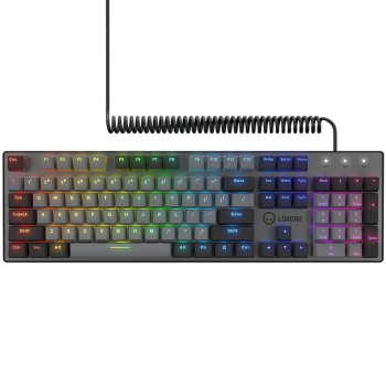 LORGAR Azar 514, Wired mechanical gaming keyboard, RGB backlight, 1680000 colour variations, 18 modes, keys number: 104, 50M clicks, linear dream switches, spring cable up to 3.4m, ABS plastic+metal, magnetic cover, 450*136*39mm, 1.17kg, black, EN layout