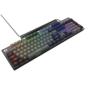 LORGAR Azar 514, Wired mechanical gaming keyboard, RGB backlight, 1680000 colour variations, 18 modes, keys number: 104, 50M clicks, linear dream switches, spring cable up to 3.4m, ABS plastic+metal, magnetic cover, 450*136*39mm, 1.17kg, black, EN layout