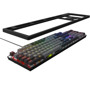 LORGAR Azar 514, Wired mechanical gaming keyboard, RGB backlight, 1680000 colour variations, 18 modes, keys number: 104, 50M clicks, linear dream switches, spring cable up to 3.4m, ABS plastic+metal, magnetic cover, 450*136*39mm, 1.17kg, black, EN layout