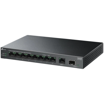TP-Link LS1210GP 10-Port Gigabit Desktop Switch with 8-Port PoE+, 8× Gigabit PoE+ Ports, 1x Gigabit Non-PoE Port, 1× Gigabit SFP Slot, 61 W PoE Power, Desktop Steel Case, Extend Mode for 250m PoE Transmitting, Isolation Mode, PoE Auto Recovery