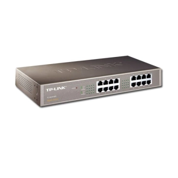 TP-Link 16-Port Gigabit Desktop/Rackmount Switch, 16 10/100/1000M RJ45 ports, 1U 13-inch rack-mountable steel case, energy-efficient technology, supports MAC address self-learning, Auto MDI/MDIX and Auto negotiation, Jumbo Frame support