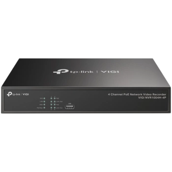 TP-Link VIGI NVR1004H 4 Channel Network Video Recorder,  H.265+/H.265/H.264+/H.264, Up to 8MP resolution, 80 Mbps Incoming Bandwidth(up to 4 channels), 1× SATA Interface(up to 10 TB), VGA, 2xUSB, 1xHDMI, 1x10/100 RJ-45, Smart Detection