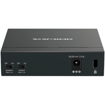 Mercusys MS105GP 5-Port Gigabit Desktop Switch with 4-Port PoE+, 4×Gigabit PoE+ Ports, 1×Gigabit Non-PoE Port, 65 W PoE Power, Desktop Steel Case, Wall Mounting, Extend Mode for 250m PoE Transmit,Isolation Mode,Silent Operation,Port Prioritization
