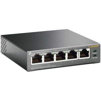 TP-Link TL-SG1005P 5-Port Gigabit Unmanaged Switch with 4-Port PoE+, 802.3af/at PoE+, 65W PoE Power supply, 802.1p/DSCP QoS for Traffic Prioritization, Intelligent Power Management, IGMP Snooping, durable metal casing