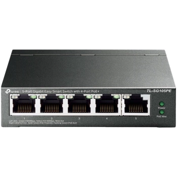 5-Port Gigabit Easy Smart Switch with 4-Port PoE+, metal case, desktop mount, PoE budget 65W, support 802.1q VLAN, QoS, Port Isolation, Loop Prevention, IGMP, PoE Extend mode, easy management via Web UI and Easy Smart Utility.