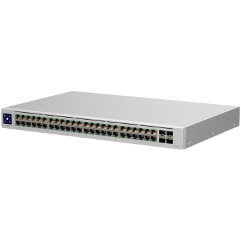 Ubiquiti USW-48 48-port, Layer 2 switch, 48 x GbE ports, 4 x 1G SFP ports, Fanless, silent cooling, ESD/EMP protection, 1.3" touchscreen LCM display, Rackmount (Kit included)