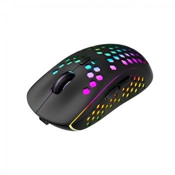 Canyon 7keys Gaming 2.4G wireless mouse, KA8 sensor, DPI up to 1600, rubber coating on panel, Huano 1million switch, 45cm PVC cable, ABS material. 400mAh battery, size: 125.8*63.7*41mm, weight: 95g, Black
