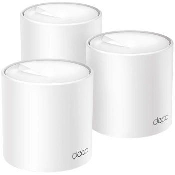 TP-Link Deco X50(3-pack) AX3000 Whole Home Mesh Wi-Fi 6 System, 574 Mbps at 2.4 GHz + 2402 Mbps at 5 GHz, 2× Internal Antennas, 3× Gigabit Ports (WAN/LAN auto-sensing), 2 Streams and HE160 for 5GHz, Deco App, Router/AP Mode, IPv6, IPTV, HomeShield