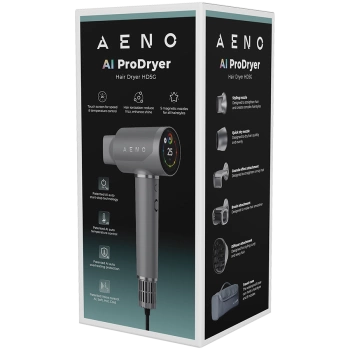 High Speed Hair Dryer, Grey, 220V-240V~50-60Hz, 1500W, Voice Control, Ionizer, Touch LCD, Infrared Nursing, Infrared Distance Protection, AI Control, Gravity Sensor 110000RPM, Noise less than 67dB