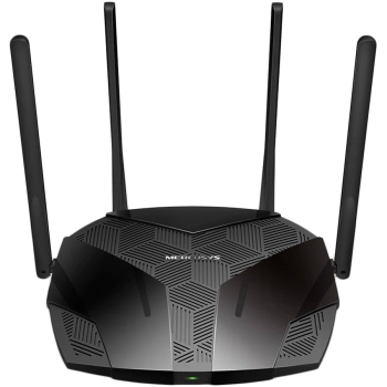 Mercusys MR80X AX3000 Dual-Band Wi-Fi 6 Router, 574 Mbps at 2.4 GHz + 2402 Mbps at 5 GHz, 4× Fixed External Antennas, 3× G LAN Ports, 1× G WAN Port, 1024-QAM, OFDMA, HE160, Router/AP mode, Beamforming, MU-MIMO, VPN server, TWT, Smart Connect, WPA3
