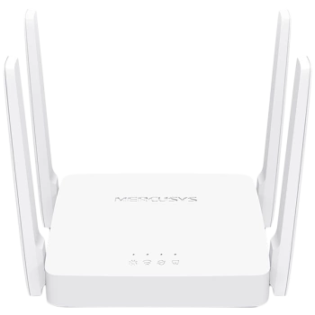 Mercusys AC10 AC1200 Wireless Dual Band Router, 300 Mbps at 2.4 GHz + 867 Mbps at 5 GHz, 4 × 5 dBi Fixed External Antennas, 2× 10/100 Mbps LAN Ports, 1× 10/100 Mbps WAN Port, Access Point Mode, Beamforming, MU-MIMO, Parental Controls, Guest