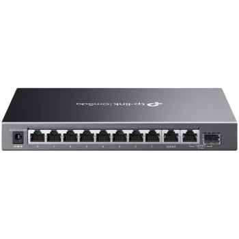 Omada 10-Port Gigabit Easy Managed Switch with 8-Port PoE+ 8× Gigabit PoE+ Ports, 1x Gigabit Non-PoE Ports, 1× Combo Gigabit RJ45/SFP Port 802.3at/af, 123 W PoE Power,  Desktop Steel Case and Fanless Integration with Omada SDN Controller