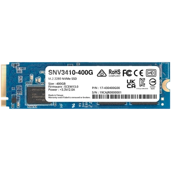 Synology SNV3410 400GB Enterprise NVMe m.2 2280 SSD, NVMe PCIe 3.0 x4, Read/Write(128 KB, QD32) 3,000 /750 MB/s, MTBF : 1.8 million hours