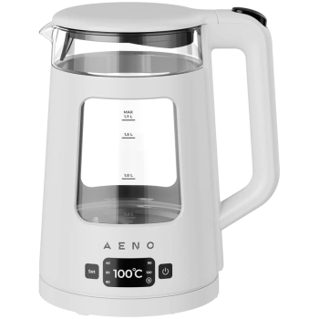 AENO Electric Kettle EK6: 1850-2200W, 2L, Strix, Square-shaped body, Transparent lid, High Resistant Glass, LED-Illumination, Auto Power Off, Dry tank Protection