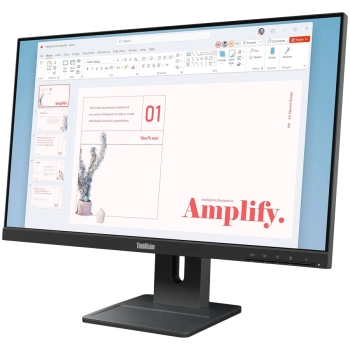 ThinkVision E24-40, 23.8" IPS, 1920x1080 FHD, 1300:1, 250 nits, 100Hz, 178 / 178, 16:9, 4/6ms, HDMI, DP, VGA, 2x 2w, Tilt, Swivel, Pivot, Height Adjust Stand, VESA, Raven Black, 3Yr