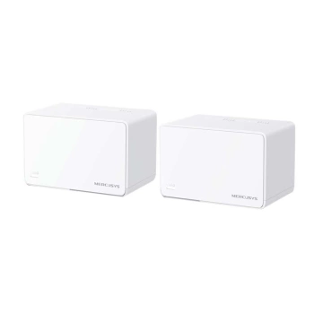 AX3000 Whole Home Mesh Wi-Fi 6 SystemSPEED: 574 Mbps at 2.4 GHz + 2402 Mbps at 5 GHzSPEC: Internal Antennas, 3× Gigabit Ports per Unit (WAN/LAN auto-sensing), 1024-QAM, OFDMA, HE160FEATURE: MERCUSYS APP, Router/AP Mode, One Unified Network, Seaml