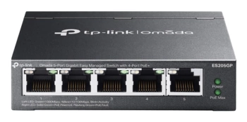 Omada 5-Port Gigabit Easy Managed Switch with 4-Port PoE+ 4× Gigabit PoE+ Ports, 1× Gigabit Non-PoE Ports 802.3at/af, 65 W PoE Power, Desktop Steel Case and Fanless Integration with Omada SDN Controller