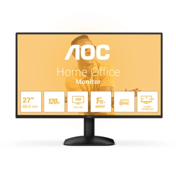 AOC Monitor 27B31H 27" 120Hz IPS, 1920x1080 FHD, 1ms MPRT / 4ms GtG, 1500:1, 178/178, Adaptive Sync, HDMI 1.4 VGA, Anti-Blue Light / Flicker-Free, 3-sides frameless, Tilt, VESA, Black, 3y