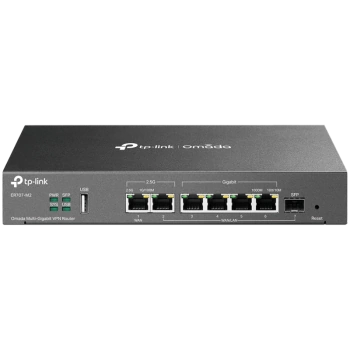 TP-Link ER707-M2 Omada Multi-Gigabit VPN Router,1× 2.5G RJ45 WAN Port,1× 2.5G RJ45 WAN/LAN Port, 1× G SFP WAN/LAN Port, 4× G RJ45 WAN/LAN Ports,1× USB 2.0 port,SSL VPN,OpenVPN,IPsec/ PPTP/ L2TP/ L2TP over IPSec VPN,500000 Conc. Sessions,Load Balance