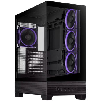 ASUS A31 PLUS Tempered Glass ATX case Black, support for hidden-connector motherboards, 360mm radiators and 380mm graphics cards, four pre-installed ARGB fans and clean cable management