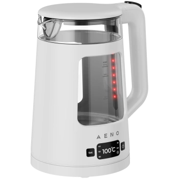 AENO Electric Kettle EK6: 1850-2200W, 2L, Strix, Square-shaped body, Transparent lid, High Resistant Glass, LED-Illumination, Auto Power Off, Dry tank Protection