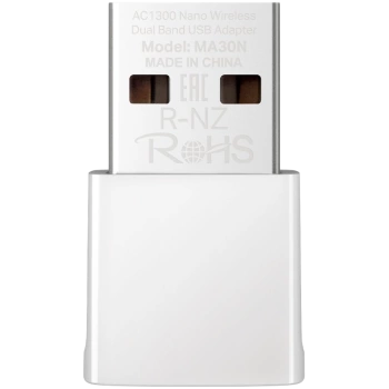 Mercusys MA30N AC1300 Nano Wireless Dual Band USB Adapter, 400 Mbps at 2.4 GHz + 867 Mbps at 5 GHz, Internal Antennas, USB 2.0, Nano Size, MU-MIMO, WPA3