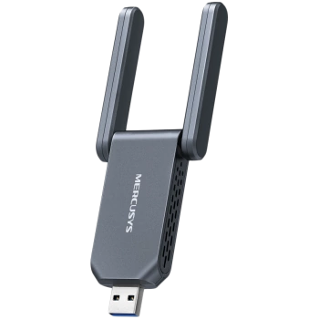 Mercusys MA37BEH BE6500 Wi-Fi 7 High-Gain Wireless USB Adapter, 688 Mbps at 2.4 GHz + 2882 Mbps at 5 GHz + 2882 at 6 GHz, 2x High Gain External Antenna, USB 3.0, MU-MIMO, OFDMA, Beamforming, WPA3