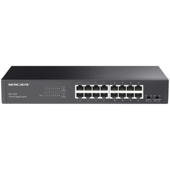 Mercusys MS116GS 16-Port Gigabit Desktop/Rackmount Switch, 16x10/100/1000 Mbps Auto-Negotiation RJ45 port supporting Auto-MDI/MDIX, Isolation Mode, Loop Prevention, Durable Metal Casing, Plug and Play