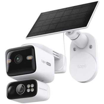 TP-Link Tapo C645D KIT Solar-Powered Dual-Lens Pan/Tilt Security Camera Kit, 2K 3MP(2304x1296 and 2K 3MP(2304x1296), 2.4 G and 5GHz, 10000mAh rechargeable lithium-ion battery,  Solar panel(5.2V, 2.5W), Dual Lens, Ultra-wide and Telephoto and Pan/Tilt