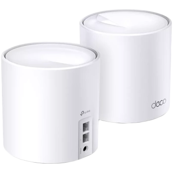 TP-Link Deco X60(2-pack) AX5400 Whole Home Mesh Wi-Fi 6 System, 574 Mbps at 2.4 GHz + 2402 Mbps at 5 GHz,4× Internal Antennas, 2× G Ports (WAN/LAN auto-sensing), Qualcomm 1 GHz Quad-core CPU, 4 Streams for 5 GHz, Deco App, Router/AP Mode, Homecare