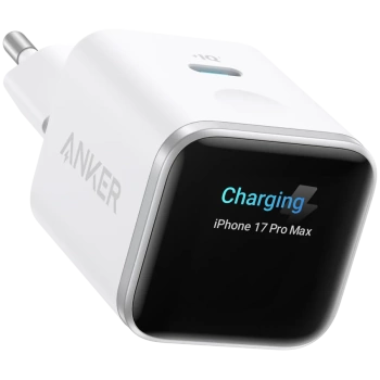 Anker Nano Charger (45W, Smart Display), Smart iPhone Recognition With Care Mode, 45W Max Fast Charging with Smart Power Adjustment, Pocket Size, Powered by GaN