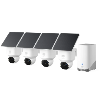 Anker, eufy SoloCam E42 4xCam+1xHomeBase3+4xSolarPanel White, Ultra HD 4K, AI Motion Detection and Smart Tracking, 360 Viewing, IP 65, No Monthly Fee