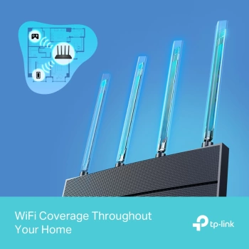 TP-Link Archer AX12 AX1500 Dual-Band Wi-Fi 6 Router, 300 Mbps at 2.4 GHz + 1201Mbps at 5 GHz, 4× Antennas, 1GHz Dual Core CPU, 1× G WAN Port + 3× G LAN Ports, 1024-QAM, OFDMA,Tether App,WPA3,AP Mode,IPv6 Support,IPTV, Beamforming,VPN server