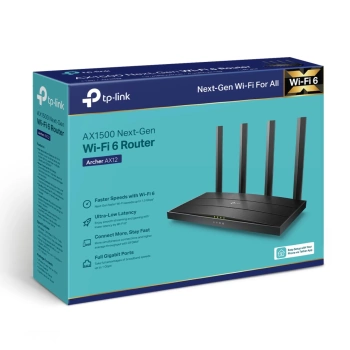 TP-Link Archer AX12 AX1500 Dual-Band Wi-Fi 6 Router, 300 Mbps at 2.4 GHz + 1201Mbps at 5 GHz, 4× Antennas, 1GHz Dual Core CPU, 1× G WAN Port + 3× G LAN Ports, 1024-QAM, OFDMA,Tether App,WPA3,AP Mode,IPv6 Support,IPTV, Beamforming,VPN server