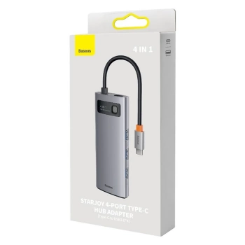 Adapter BASEUS HUB 4in1 Type C 0,17 m sivi