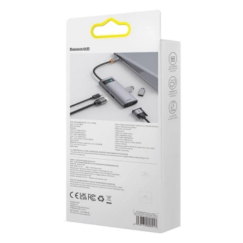 Adapter BASEUS HUB 6in1 Type C 0,15 m sivi