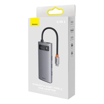 Adapter BASEUS HUB 6in1 Type C 0,15 m sivi