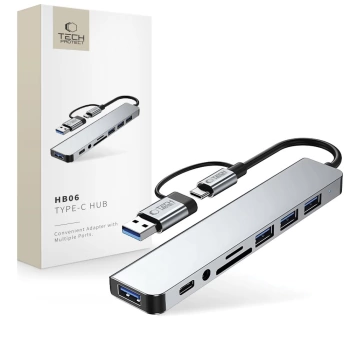 Adapter Tech-Protect HB06 HUB Adapter 8in1 TYPE-C + USB2.0