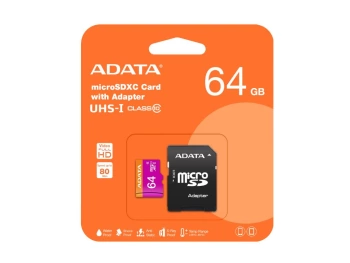 ADATA MicroSD 64GB Premier UHS Class 10, V10 100/25 Mbps microSDXC