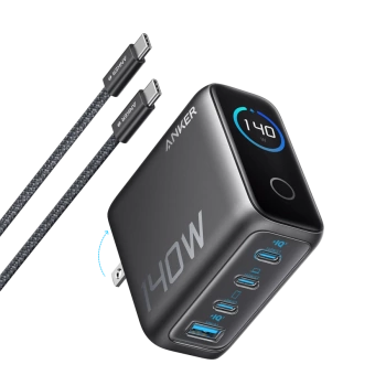 Anker Charger (140W, 4-Port, PD 3.1) with USB-C Cable Gray