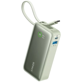 Anker Nano Power Bank (30W,Built-In USB-C Cable) Green