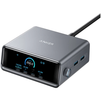 Anker Prime Charger (250W, 6 Ports, GaNPrime) Silver